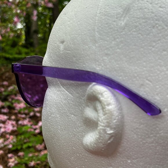 Purple Rimless Transparent Clear Lens Sunglasses - Picture 5 of 10